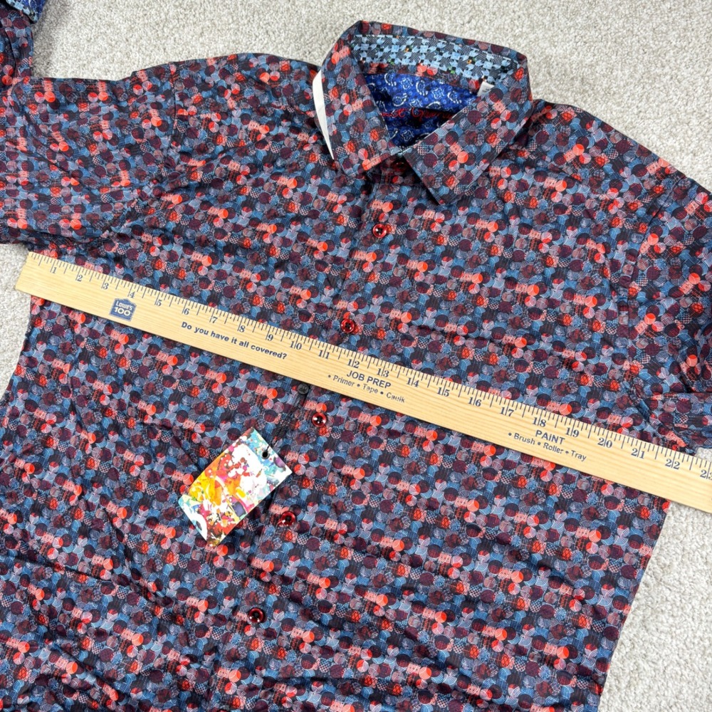 NEW Robert Graham Button Down Shirt Mens Medium Blue Red Geometric Classic Fit - Picture 7 of 7
